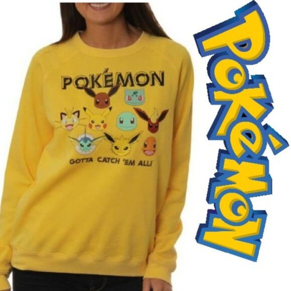 Pokémon | Mustard Graphic Burn Out Long Sleeve Tee Shirt | Size Juniors Small - Picture 1 of 11